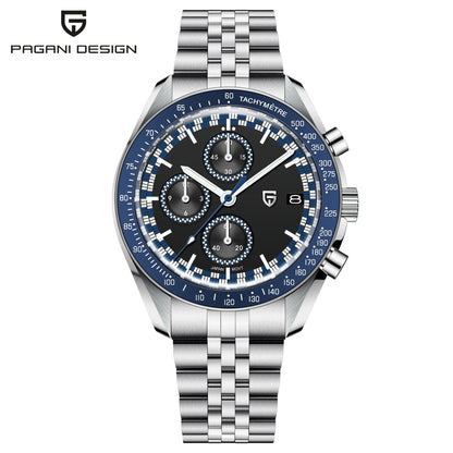 PAGANI DESIGN Top Luxury Men's Quartz Watch Business Elite VK67 Stainless Steel Sapphire Glass 100m Dive Calendar Luminous Watch