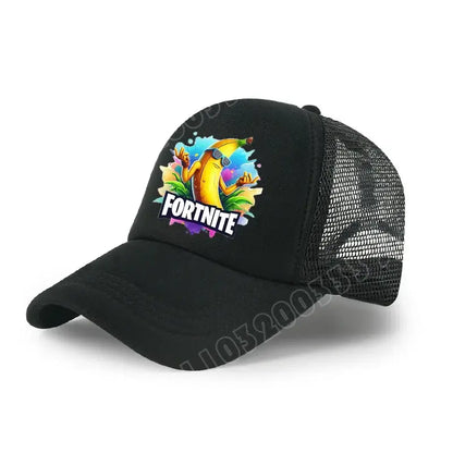 Boné de Basebol Fortnite com Estampa Cartoon do Jogo para Crianças, Boné de Verão em Malha Respirável, Boné Ajustável com Pala, Presente de Aniversário para Crianças