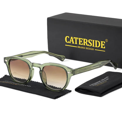 CATERSIDE Retro Small Circular Sunglasses Men Punk Propionic Luxury Brand Design Sun Glasses Women Business Party Eyewear UV400