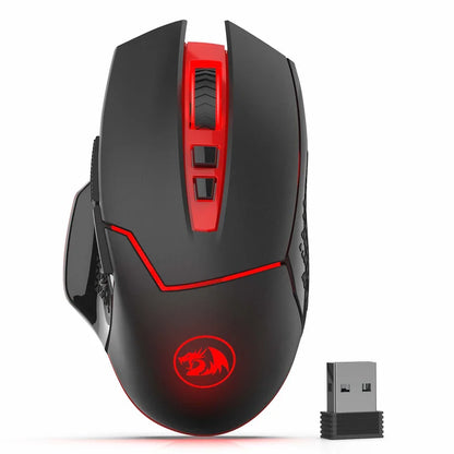 Ratón gaming inalámbrico Redragon M690-1 2.4Ghz con cambio de DPI, 2 botones laterales, 2400 DPI, diseño ergonómico, 8 botones - Negro