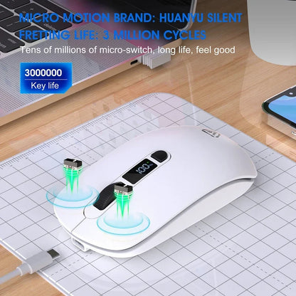 Lenovo Wireless Mouse Bluetooth 2.4G With Smart Display Silent Portable Silent Click Mouse Rechargeable Office Computers Laptops
