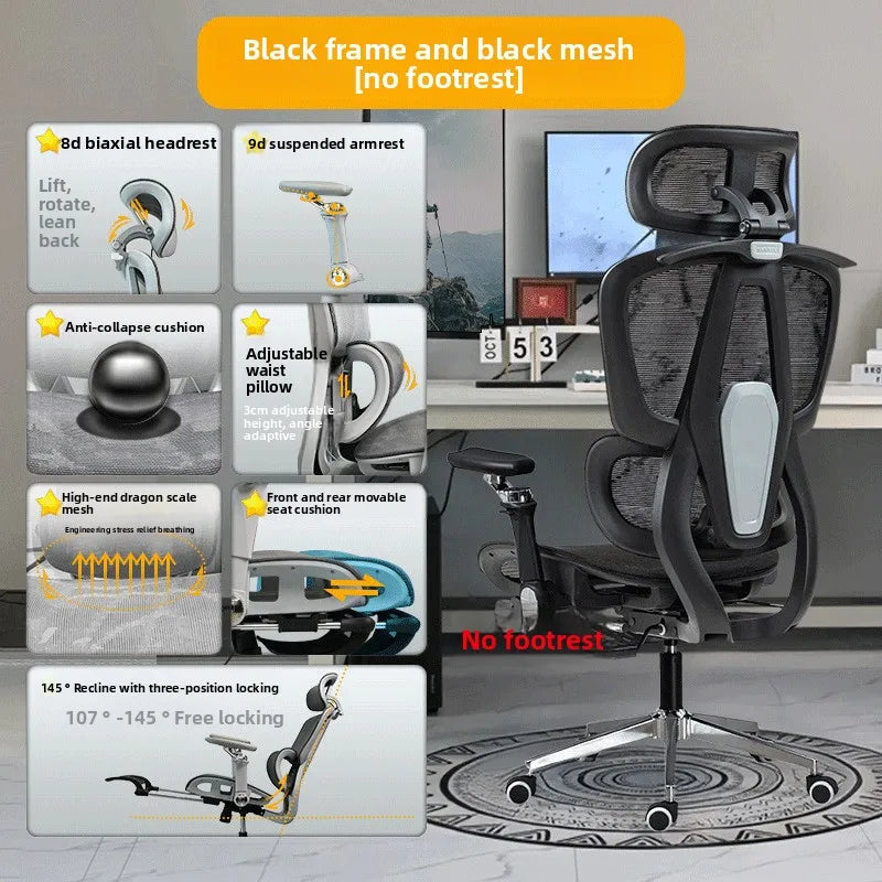 Ergonomic Office Chair with 10D Armrest, Adjustable Height Gaming Chair, Minimalist Computer Chair with Lumbar Support for Study & Work