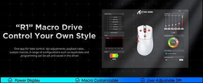 ATTACK SHARK R1 Tri-Mode Gaming Mouse, 18,000 DPI PixArt PAW3311 Wireless Gaming Mouse, 59g Ultralight Gaming Mouse for PC, Mac & Laptop