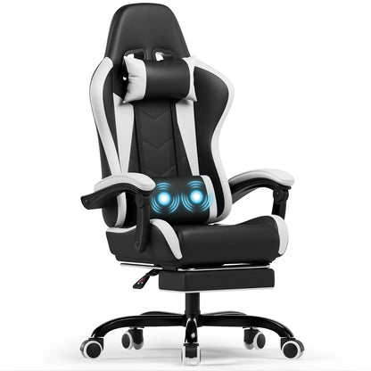 HOMALL Ergonomic Gaming Chair Faux Leather Office Chair with Footrest, Massage Lumbar Support, Adjustable Swivel Desk Chair for Gaming & Work