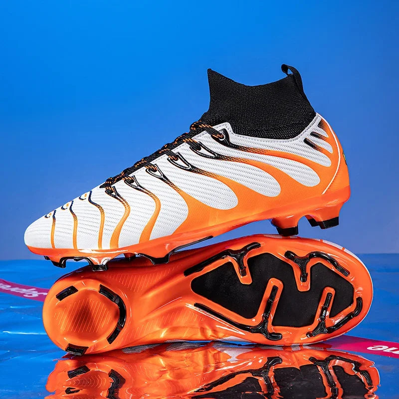 Men Soccer Shoes Sport FG/TF Outdoor Football Boots Training Boys Match Non Slip Long Spikes Cleats Indoor Futsal Comfortable