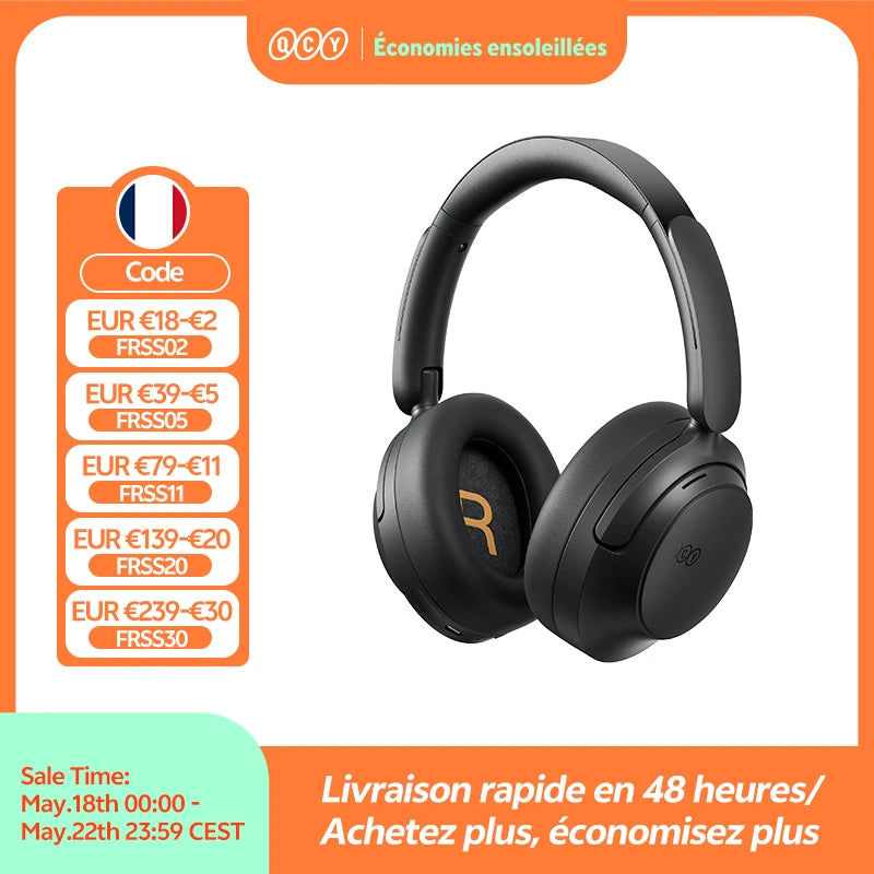 QCY H3S – Adaptiver ANC-Over-Ear-Bluetooth 6.0-Kopfhörer mit -56dB – Hi-Res LDAC Wireless-Headset, 102H Akku, räumlicher Klang mit Dual-Treiber