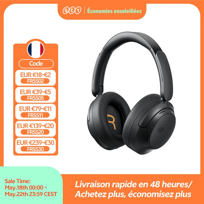 QCY H3S – Adaptiver ANC-Over-Ear-Bluetooth 6.0-Kopfhörer mit -56dB – Hi-Res LDAC Wireless-Headset, 102H Akku, räumlicher Klang mit Dual-Treiber