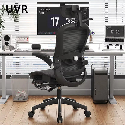 UVR Gaming Computer Chair Ergonomic Office Chair with Reclining Backrest, Adjustable Height Swivel Mesh Executive Chair with Armrests