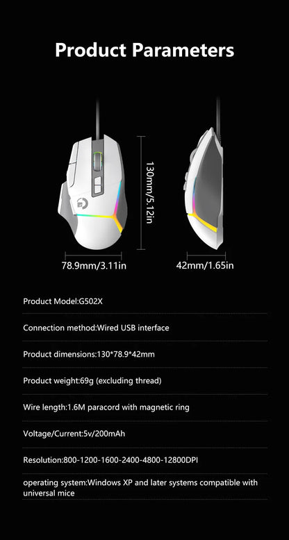 Wireless Gaming Mouse Bluetooth Rechargeable RGB Gaming Mouse with Optical Sensor, Programmable Wireless Gaming Mouse for Windows, Wired & Tri-Mode