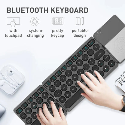 Bluetooth Folding Keyboard Mini Wireless Rechargeable Keyboard With Touchpad Portable Universal Keyboard for Windows Android IOS