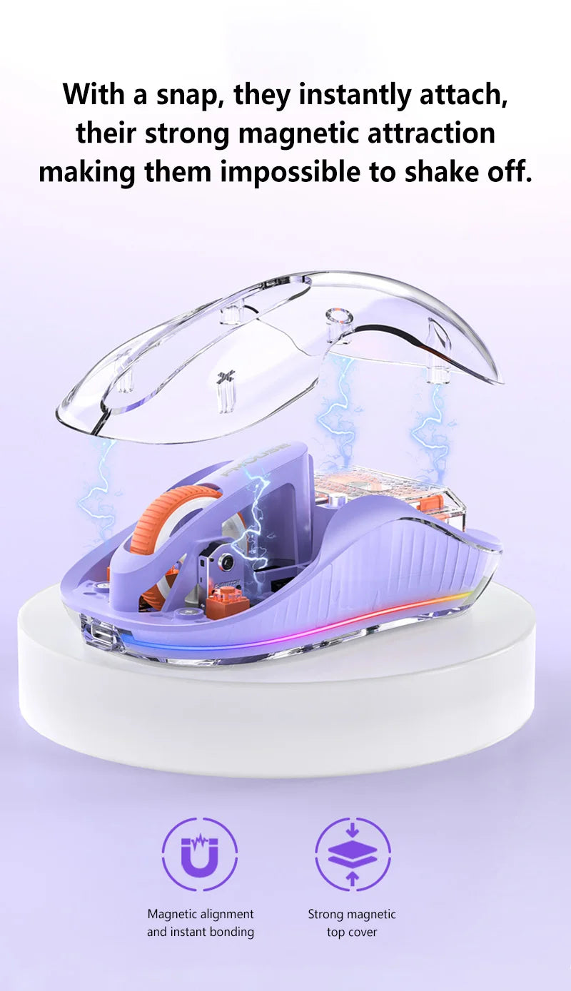 Lenovo Transparent Wireless Mouse Tri-Mode Bluetooth 2.4G Rechargeable RGB Breathing Light Mouse for Laptop PC Office