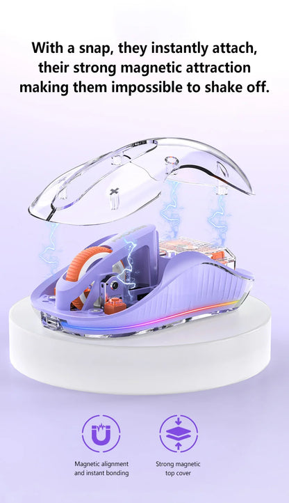 Lenovo Transparent Wireless Mouse Tri-Mode Bluetooth 2.4G Rechargeable RGB Breathing Light Mouse for Laptop PC Office