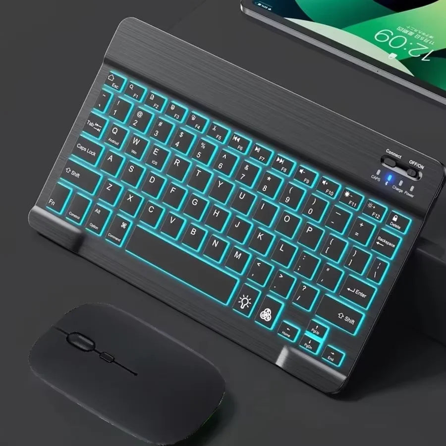 10inch Backlight Bluetooth Keyboard Mouse For IOS Android Windows,Backlit Keyboard For iPad,Wireless Teclado For Samsung Tablet