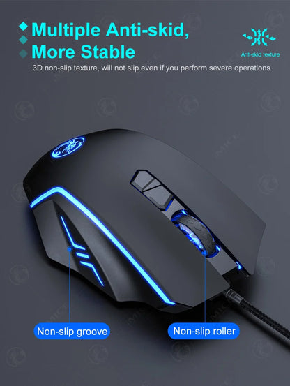 USB Wired Gaming Mouse RGB Backlit High Precision Optical Mouse, 8-Button 7200 DPI Gaming Mouse for PC, Laptop, Office & Home