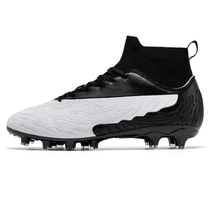 Black Men Soccer Shoes AG/FG Cleats Training Football Boots For Men High Ankle Sport Shoes Kids Adults Sneakers 35-45