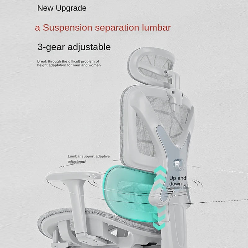 New E07 Pro Ergonomic Chair Sedentary Comfort Office Chair Home Study Gaming Chair Backrest Adjustable Seat with Footrest