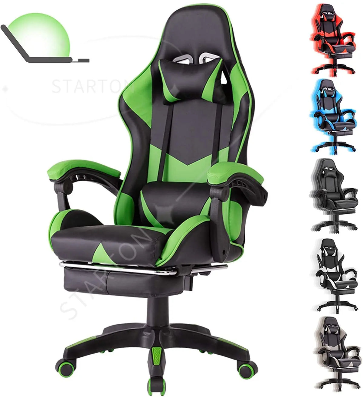 High Back Gaming Office Chair PU Leather Ergonomic Computer Chair with Adjustable Armrests, Reclining Executive Racing Chair for Home & Office
