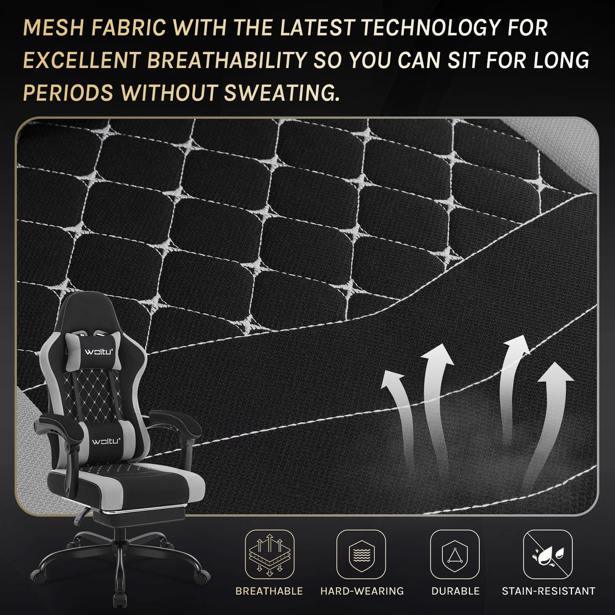 Cadeira de computador giratória WOLTU com função de massagem, cadeira de escritório ergonómica com almofada e apoio para os pés, cadeira gaming ajustável em altura
