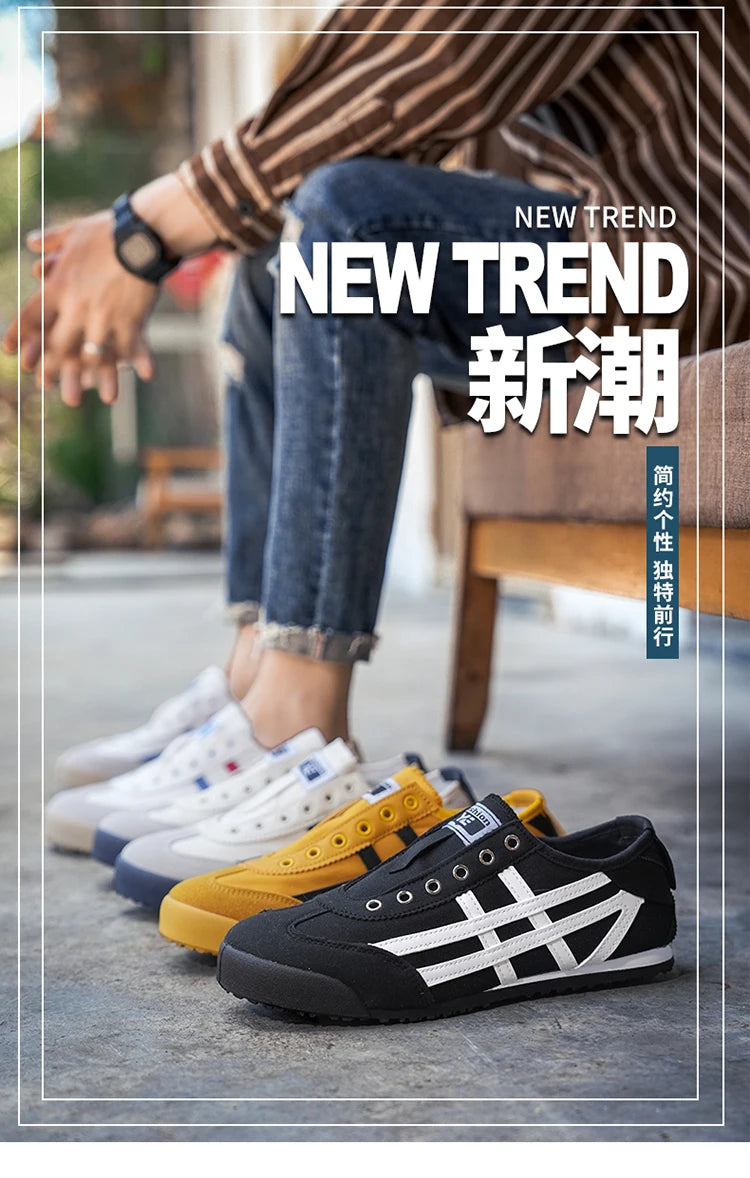 Men's Classic Running Shoes Lace Up Flat Bottom Sports Shoes Soft Sole Walking Gym Breathable Couple Casual Canvas Tennis Shoes