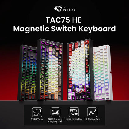 AKKO TAC75 HE Magnetic Switch Keyboard 75% Gaming Keyboard with Rapid Trigger, 8K Polling Rate, RGB Wired Custom Mechanical Keyboard for Esports