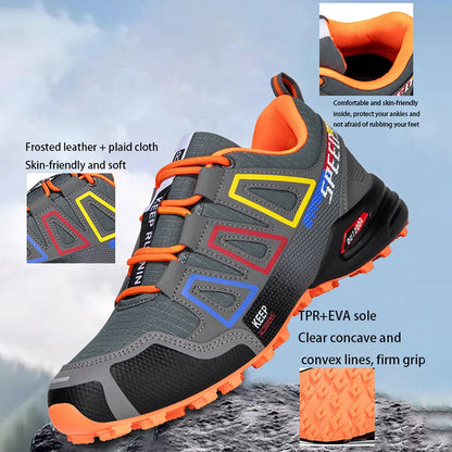 Men Waterproof Hiking Shoes Wear-Resistant Outdoor Shoes Leather Hiking Hunting Tactical Sports Shoes Men