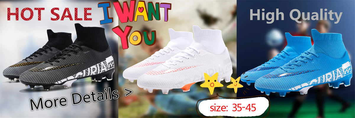 Black Men Soccer Shoes AG/FG Cleats Training Football Boots For Men High Ankle Sport Shoes Kids Adults Sneakers 35-45