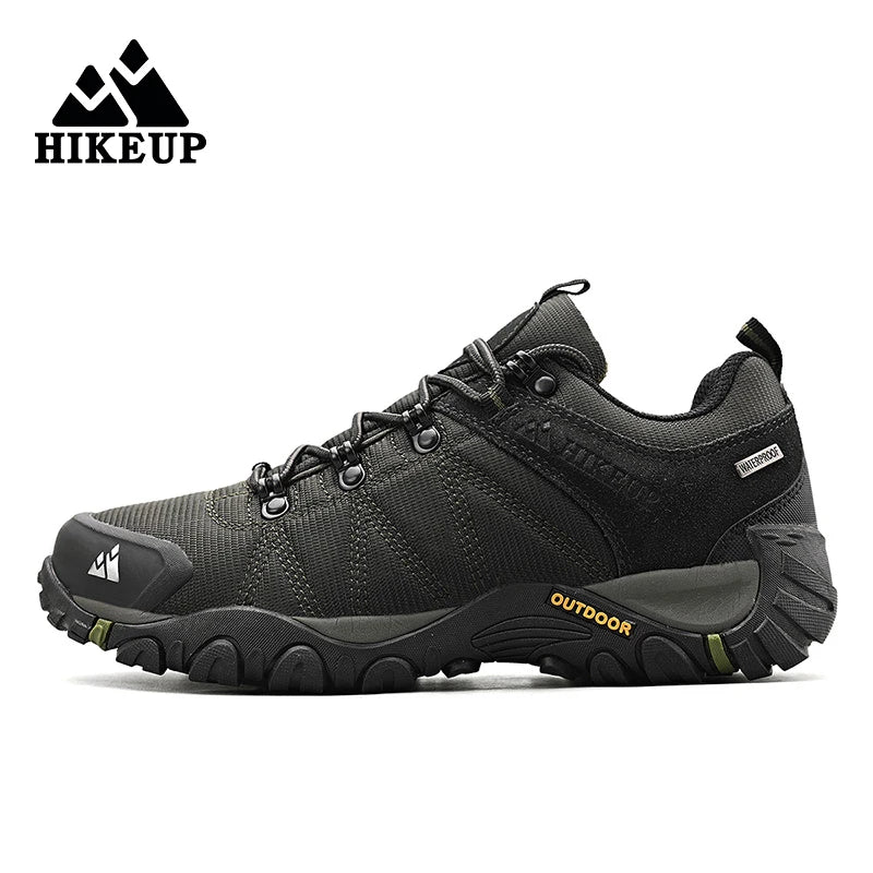 HIKEUP Celoroční pánské turistické boty pro outdoorové sporty z pravé kůže, odolné proti opotřebení, horolezecké boty s gumovou podrážkou, trekingové tenisky