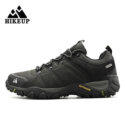 HIKEUP Celoroční pánské turistické boty pro outdoorové sporty z pravé kůže, odolné proti opotřebení, horolezecké boty s gumovou podrážkou, trekingové tenisky