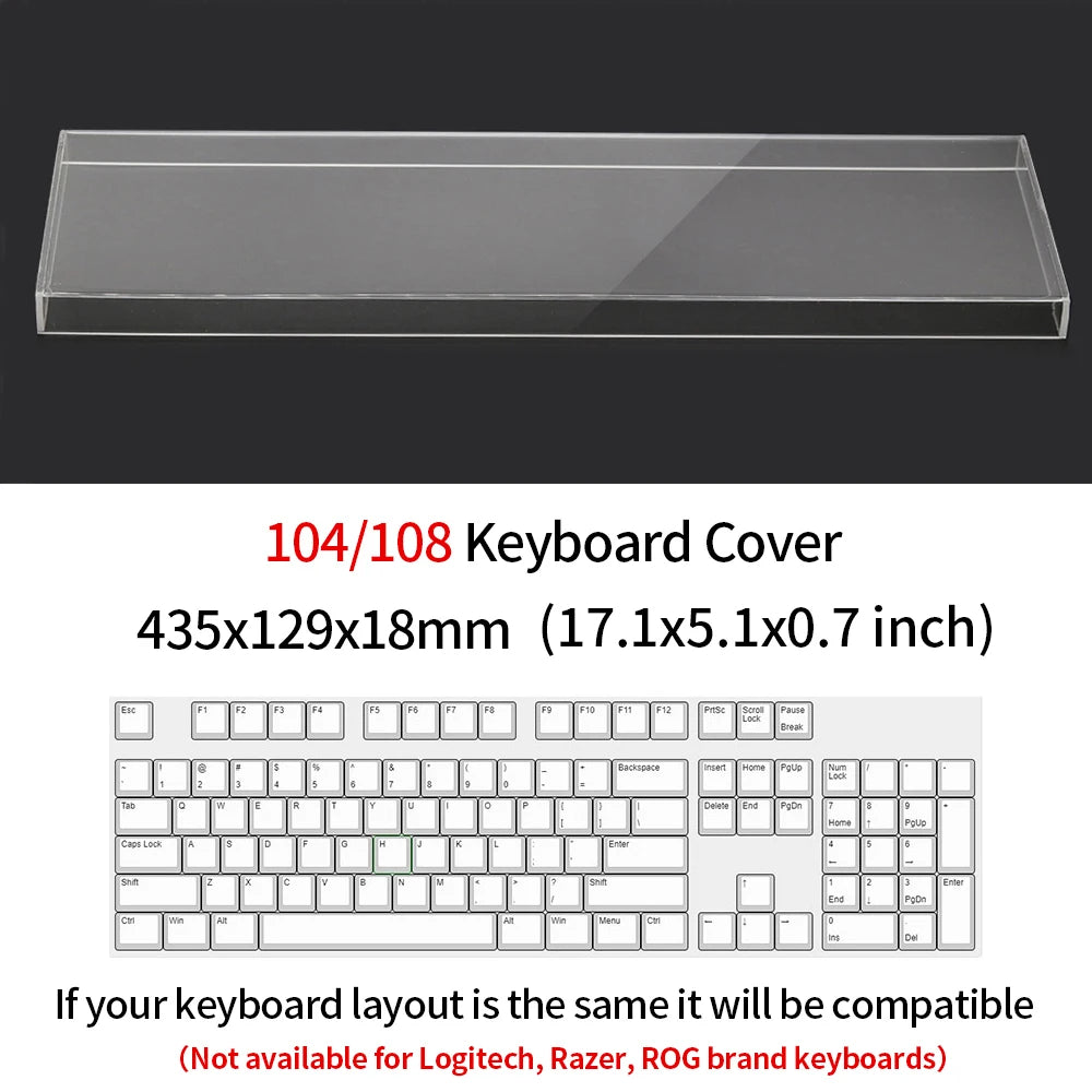 Acrylic Keyboard Clear Protector Case for Mechanical Keyboard, Transparent Keyboard Dust Cover for 60/61/64/96/98/104/108 Key Keyboards & Mouse