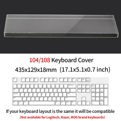 Acrylic Keyboard Clear Protector Case for Mechanical Keyboard, Transparent Keyboard Dust Cover for 60/61/64/96/98/104/108 Key Keyboards & Mouse