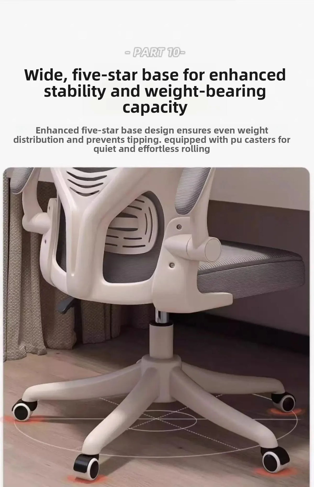 Ergonomic Office Chair with Armrests, Adjustable Height Swivel Desk Chair, Comfortable Rolling Office Chair for Gaming, Study & Workspace