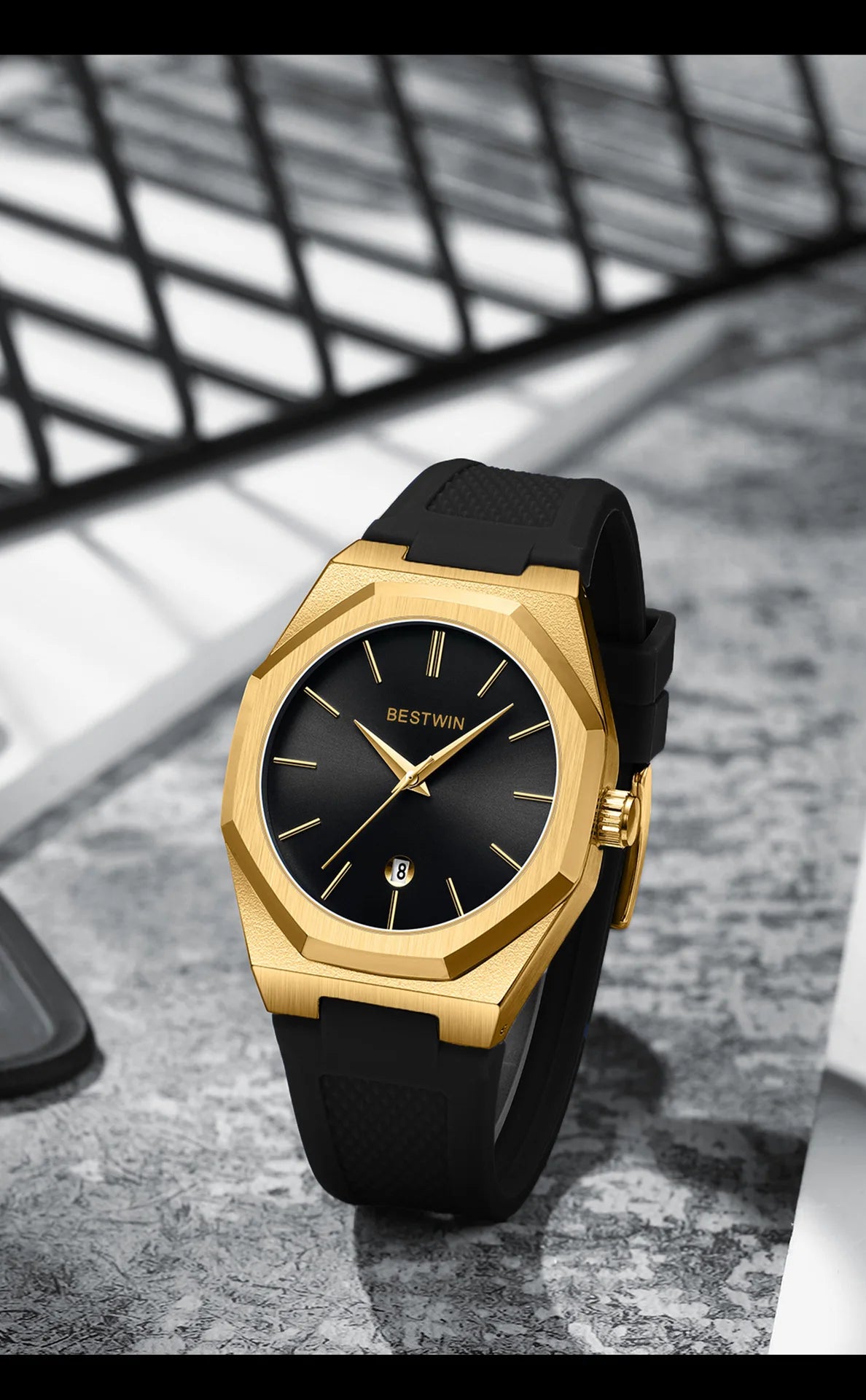 Men’s Luxury Sport Quartz Watch  Silicone Strap, Date Display & Waterproof Design