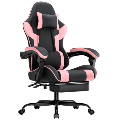 Comanlai Gaming Chair with Footrest Ergonomic High Back Gaming Chair, Adjustable Headrest & Lumbar Support, PU Leather Swivel Computer Gaming Chair for Office & Home