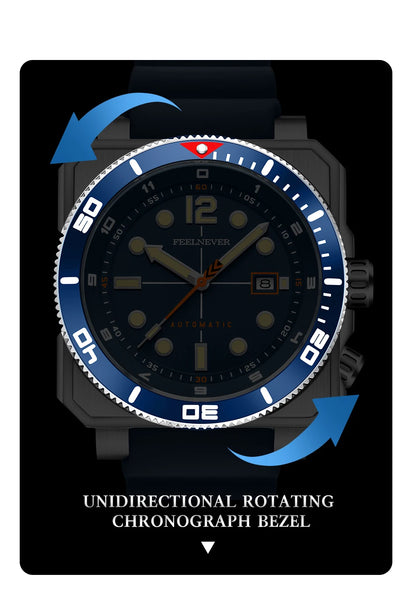 FeelNever 8215 Movement Automatic Dive Watch for Men Super Luminous 316 Steel Wristwatch Sapphire Sports Mechanical Male Watches