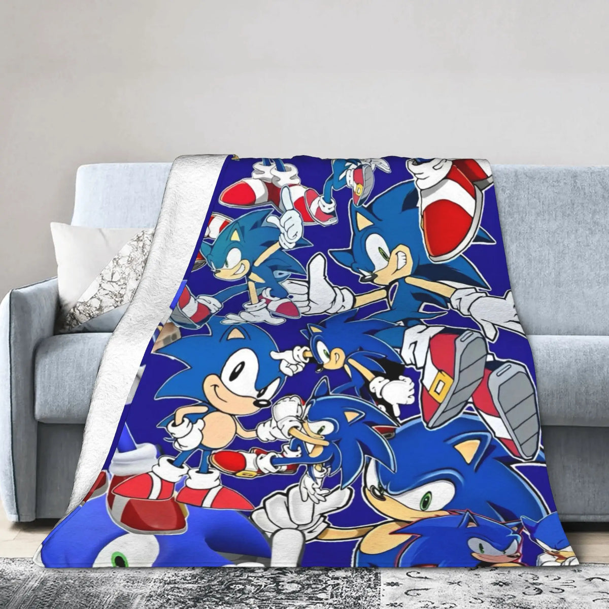 Shadow Game Blanket Soniced Cartoon Flannel Throw Blankets Summer Air Conditioning Decoration Lightweight Bedspreads