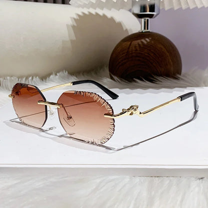 New Rimless Sunglasses Women Luxury Designer Brand Shades UV400 Vintage Metal Men Fashion Ladies Sun Glasses Frameless Shades