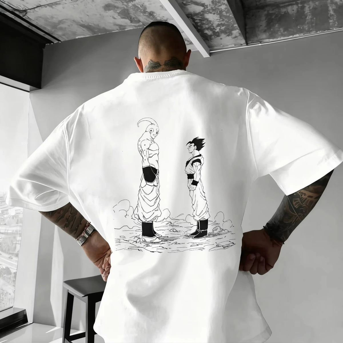 Summer 2026 Dragon Ball oversized T-shirt with power cord, Little Goku, artistic print, neutral casual Y2K