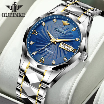 OUPINKE 3169 Japan Movement Men's Watch Classic Luxury Men's Watches Tungsten steel Strap Man Wristwatch