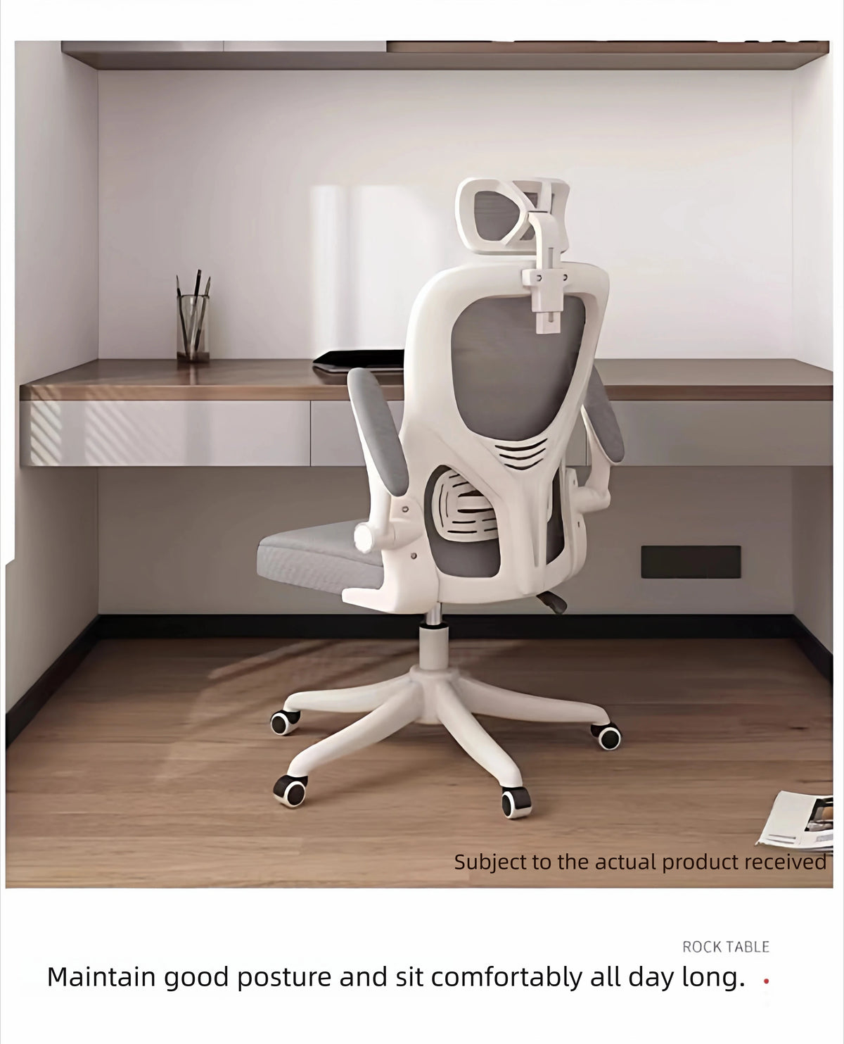 Ergonomic Office Chair with Armrests, Adjustable Height Swivel Desk Chair, Comfortable Rolling Office Chair for Gaming, Study & Workspace