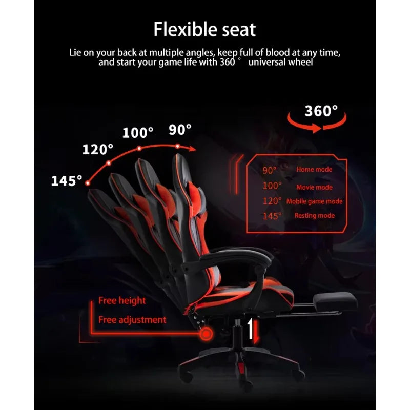 Computer Gaming Chair Reclining Office Chair with Adjustable Height, Ergonomic Computer Gaming Chair, 360° Swivel Racing Office Chair with Adjustable Armrests