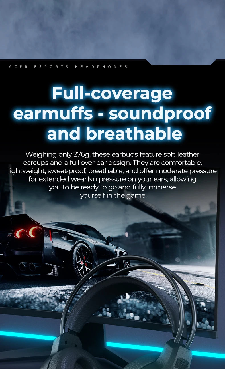 RGB Wired Gaming Earphones with Mic – Low Latency Surround Sound RGB Cool Lighting Gaming Headset with Noise Isolation & Comfort Fit