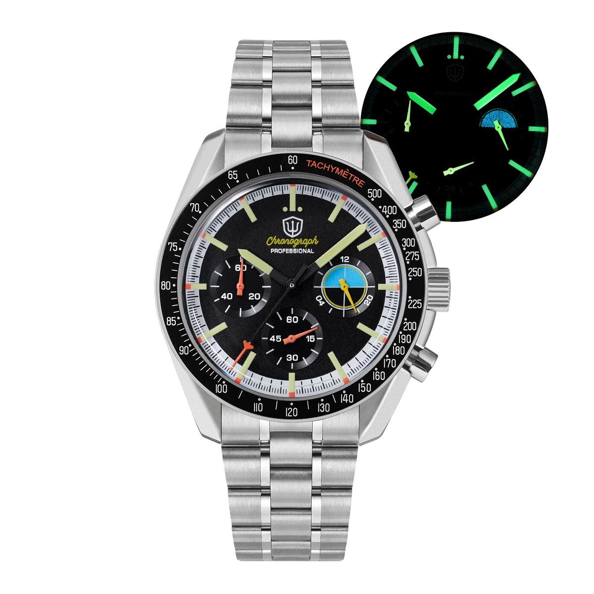 Watchdives WD1863 39mm Watch VK63 Quartz Chronograph Movement BGW9 Luminous 10Bar Waterproof 39mm Vintage Watches