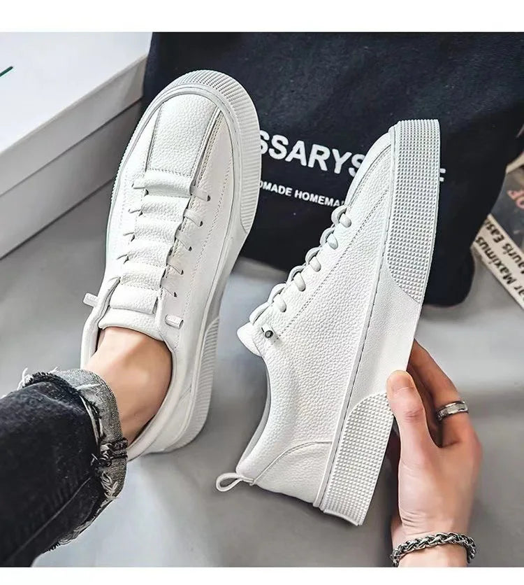 Men Sneakers Casual Shoes Men Flats Zapatillas Hombre Lightweight PU Leather Breathable Shoe Mens White Sports Tenis Shoes
