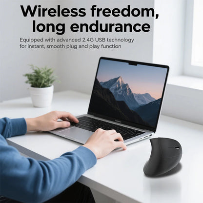 Mouse verticale wireless Bluetooth 2.4G ricaricabile ergonomico 1600DPI regolabile da gaming 6 pulsanti per laptop PC computer