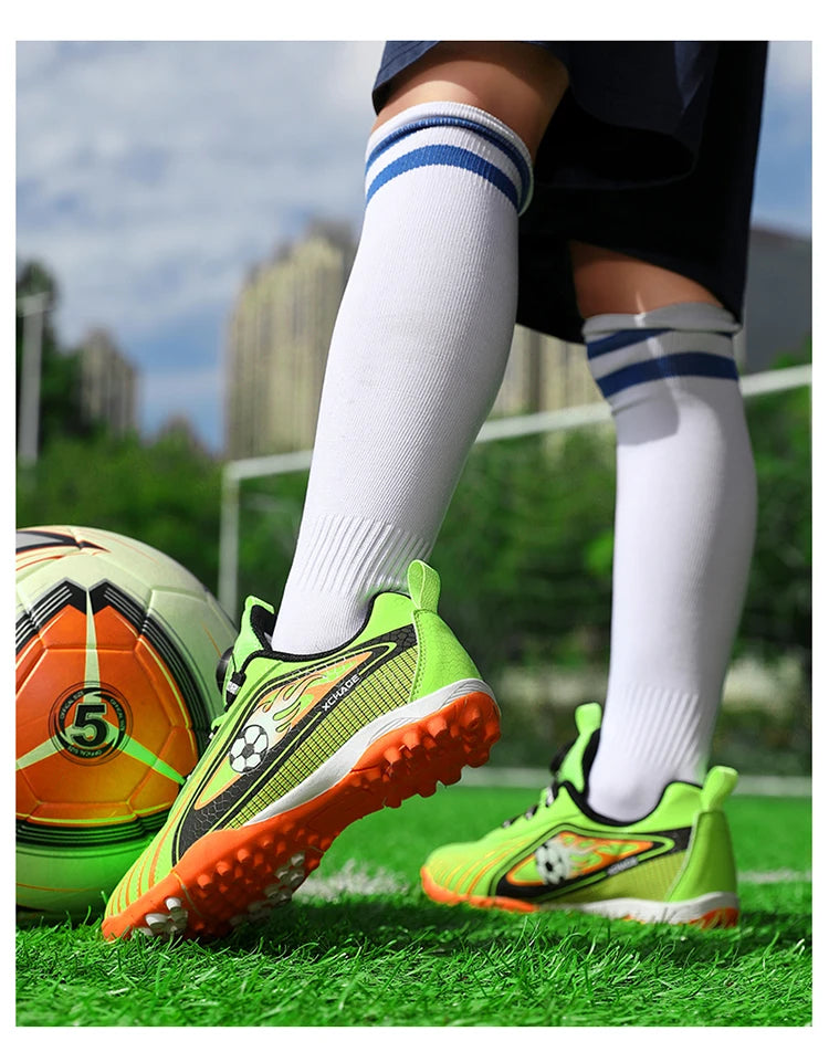 Children's Rotating Buckle Sneaker Students Competition Training Football Shoes Fashionable Lightweight Anti slip Footwear