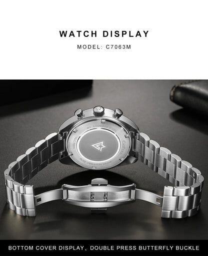 CADISEN 2024 New Men Watches Quartz Business Watches Japan VD53 Mens Clock Top Brand Luxury Watch Men Chronograph Watch for Men