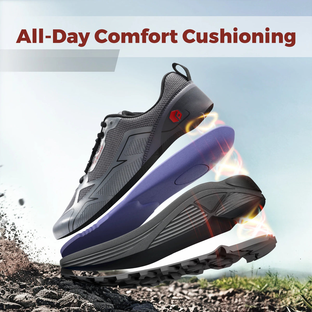 FitVille Non-Slip Trail Running Shoes Men's Sneakers Extra Wide Lightweight for Male Swollen Feet Arch Support Pain Relief