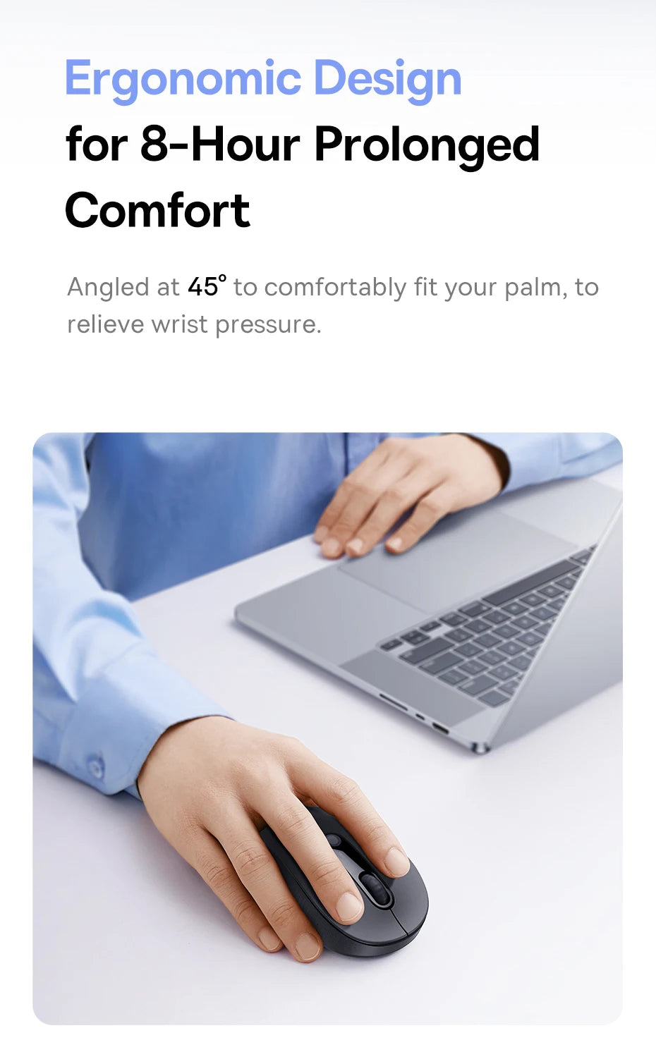 Baseus Wireless Mouse Bluetooth 5.3 Ergonomic Silent Mouse, 2.4GHz Rechargeable Office Mouse with 7 Buttons, Adjustable DPI for Laptop, MacBook, PC & Tablet