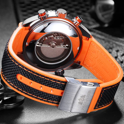 PAULAREIS P Luxury Men Automatic Self Wind Mechanical Watch for Men Rubber Strap Waterproof Luminous Date Fashion Mens Watches