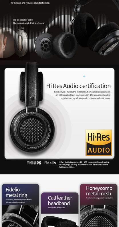 Philips X2HR Fidelio HiFi Stereo Wired Headphones – Premium 50mm Drivers, Deep Bass Over-Ear Comfort Headset for Gaming, Music & Studio Monitoring
